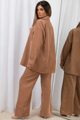 corduroy jacket and trousers set brown