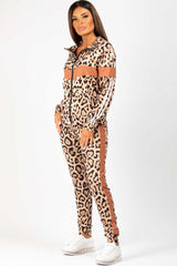 leopard print long sleeve tracksuit womens 
