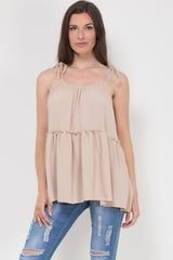 cami strap knot smock tiered layered top stone