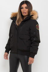 womens zavetti canada bomber jacket with faux fur hood