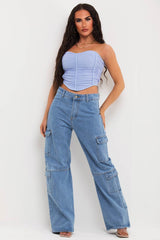 womens high waisted cargo jeans