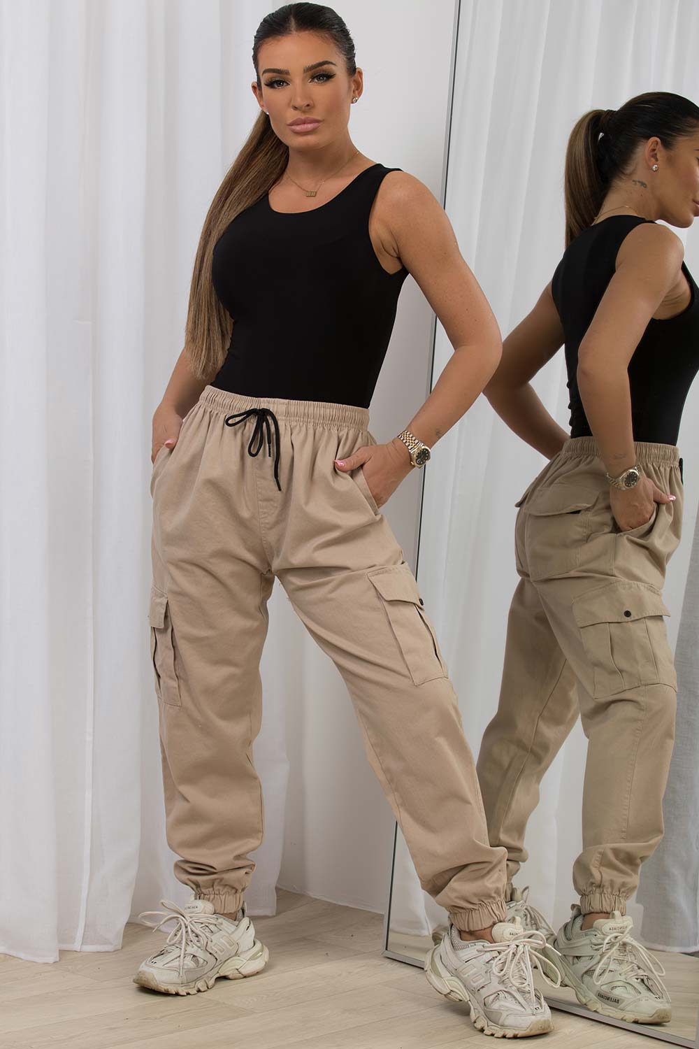 Womens SPANX beige Skinny Cargo Trousers
