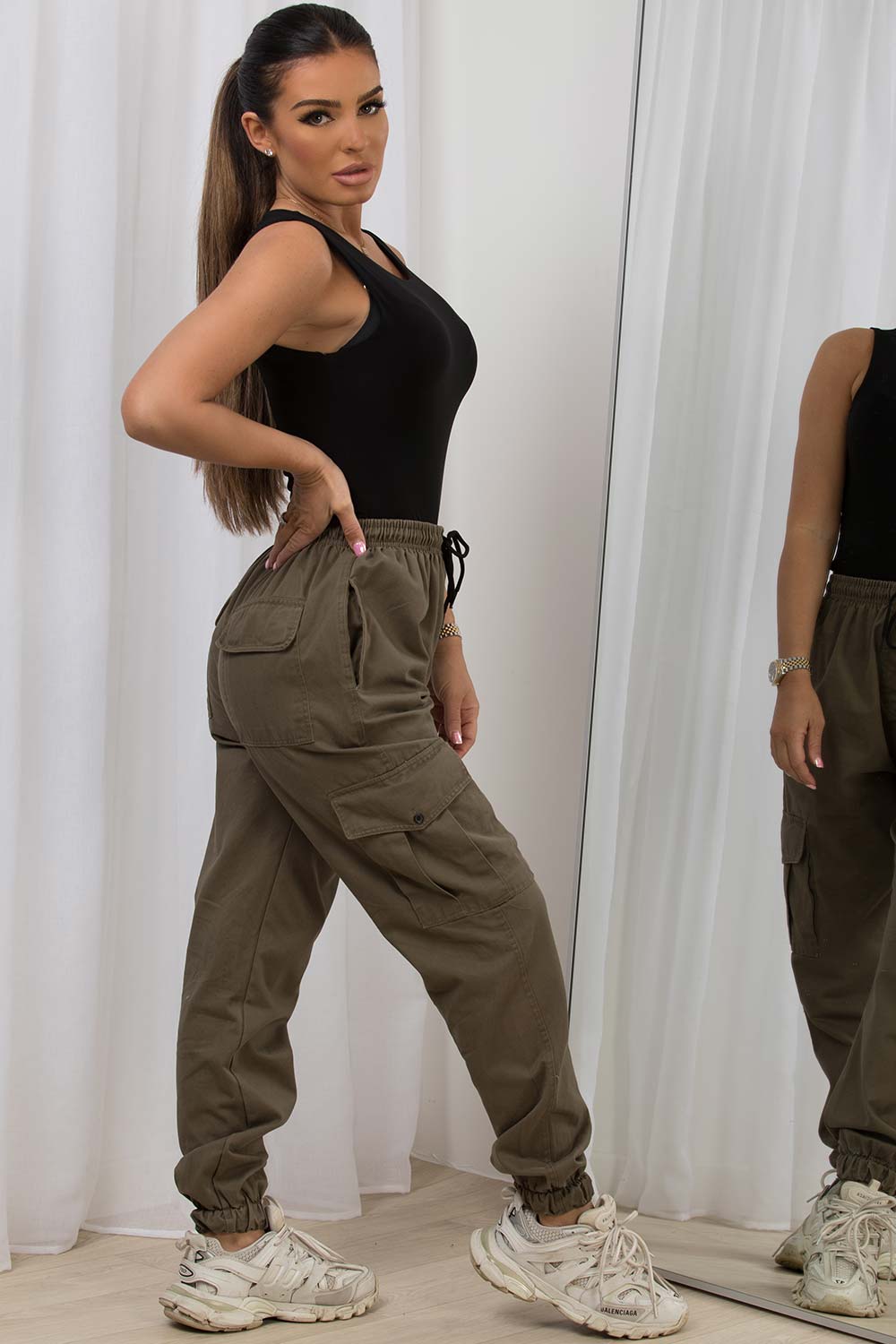 cargo trousers with elasticated waist and cuff bottoms