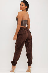cuff bottom cargo trousers brown