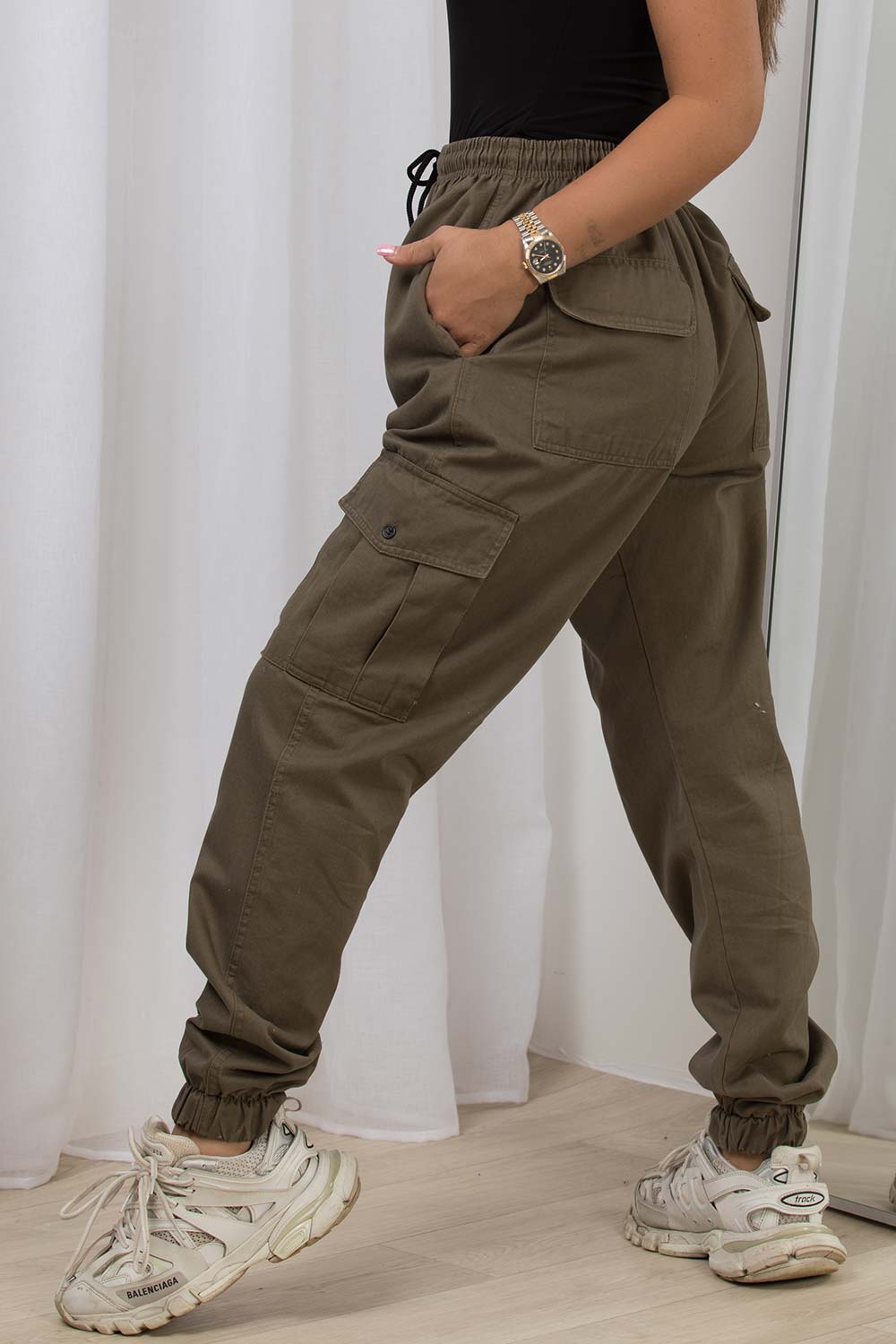 Khaki Wide Leg Cargo Trousers | Trousers | PrettyLittleThing