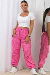 pink cargo utility trousers uk sale