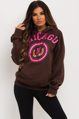 chicago print oversized hoodie