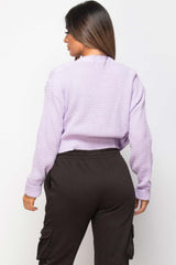 chunky knit crop cardigan lilac