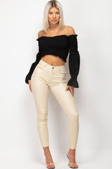 beige high waisted jeans 