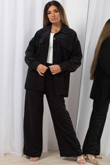 corduroy jacket and trousers set black womens