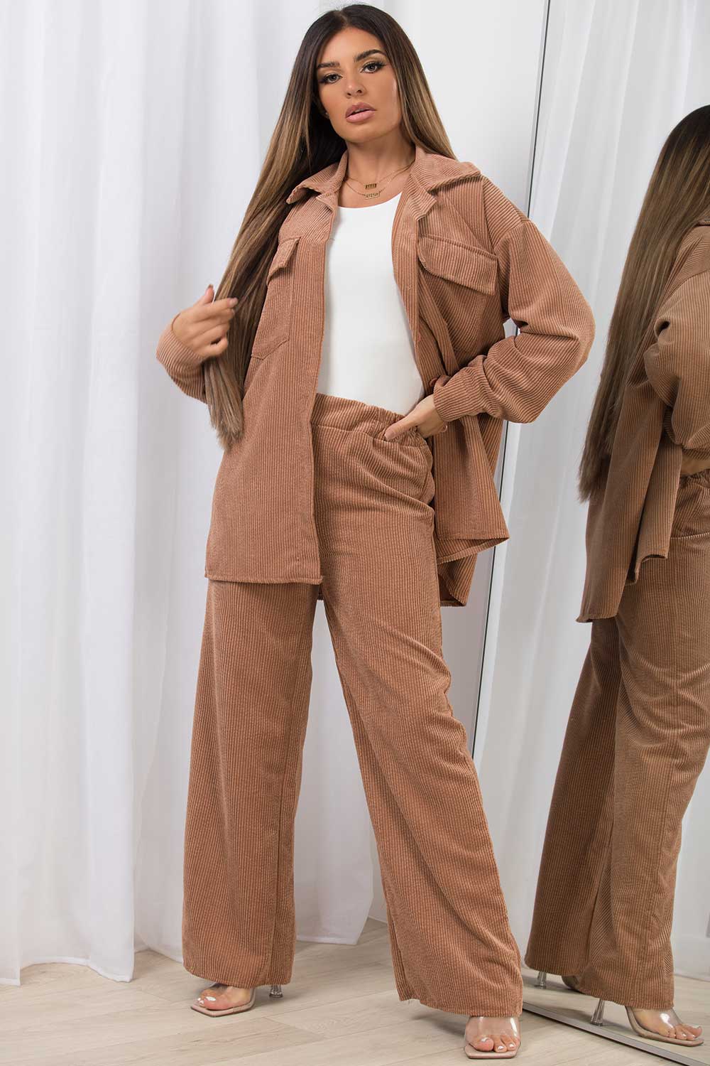 womens corduroy jacket and trousers set