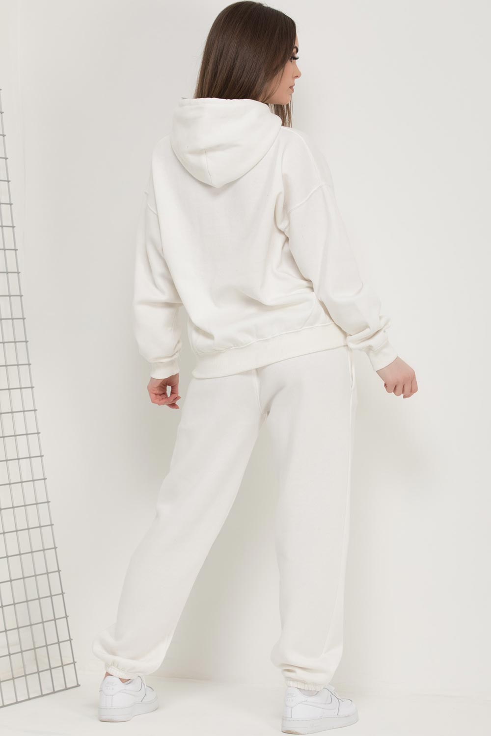 Women's Off White Loungewear Oversized Hooded Sweatshirt Joggers Set –