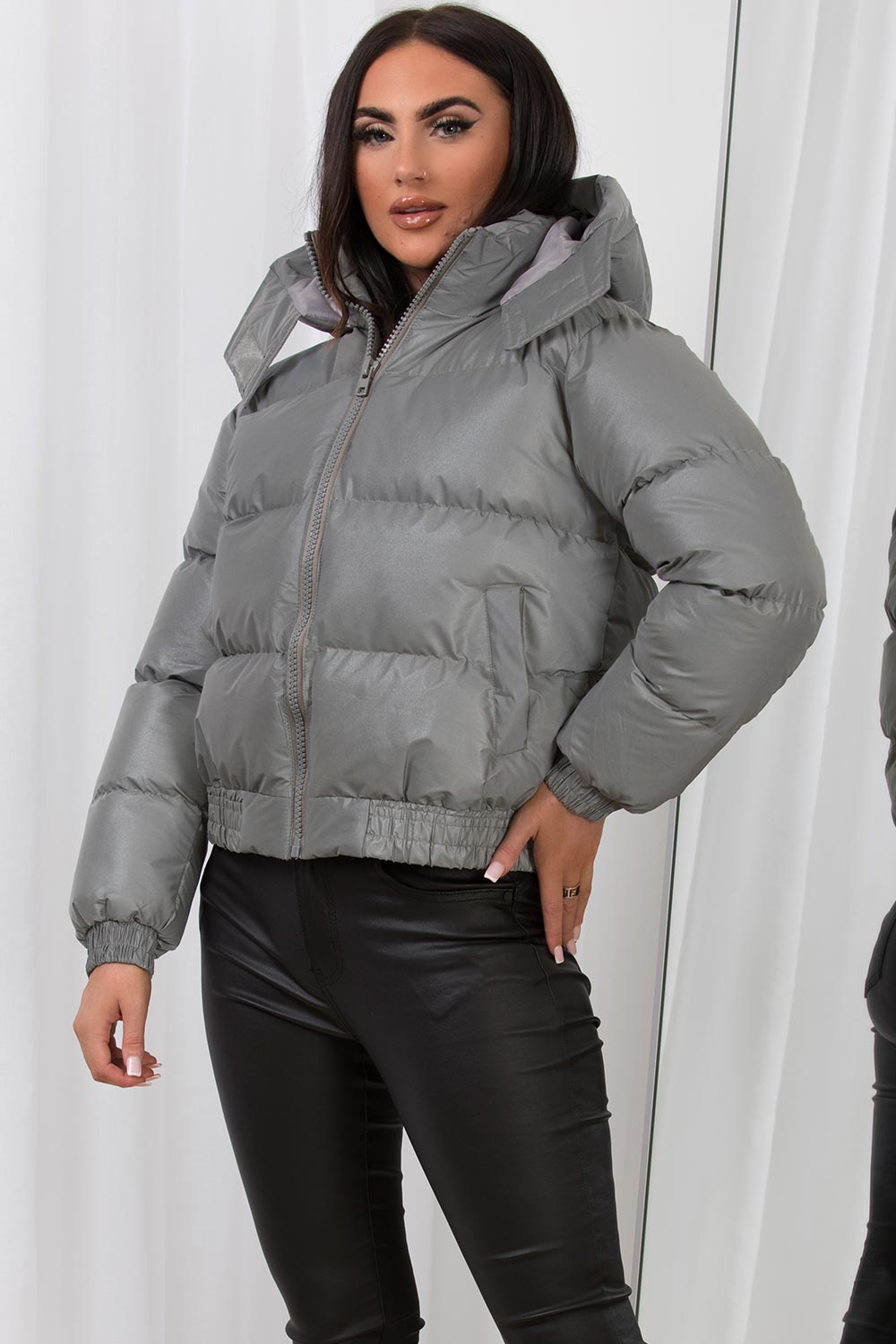 cropped puffer jacket womens