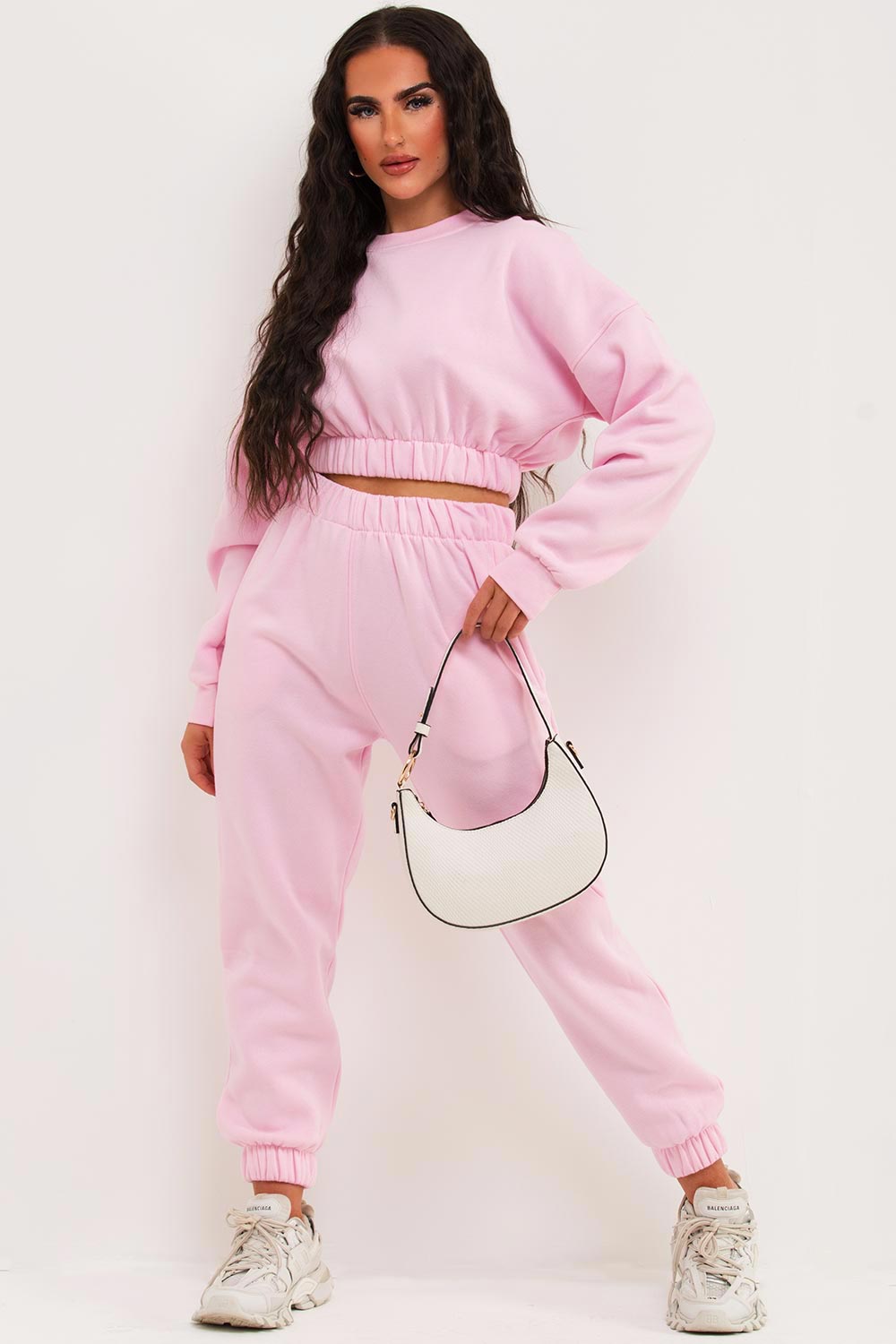 womens crop sweatshirt and joggers co ord