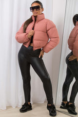 pink puffer jacket
