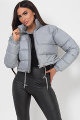 crop puffer jacket grey 