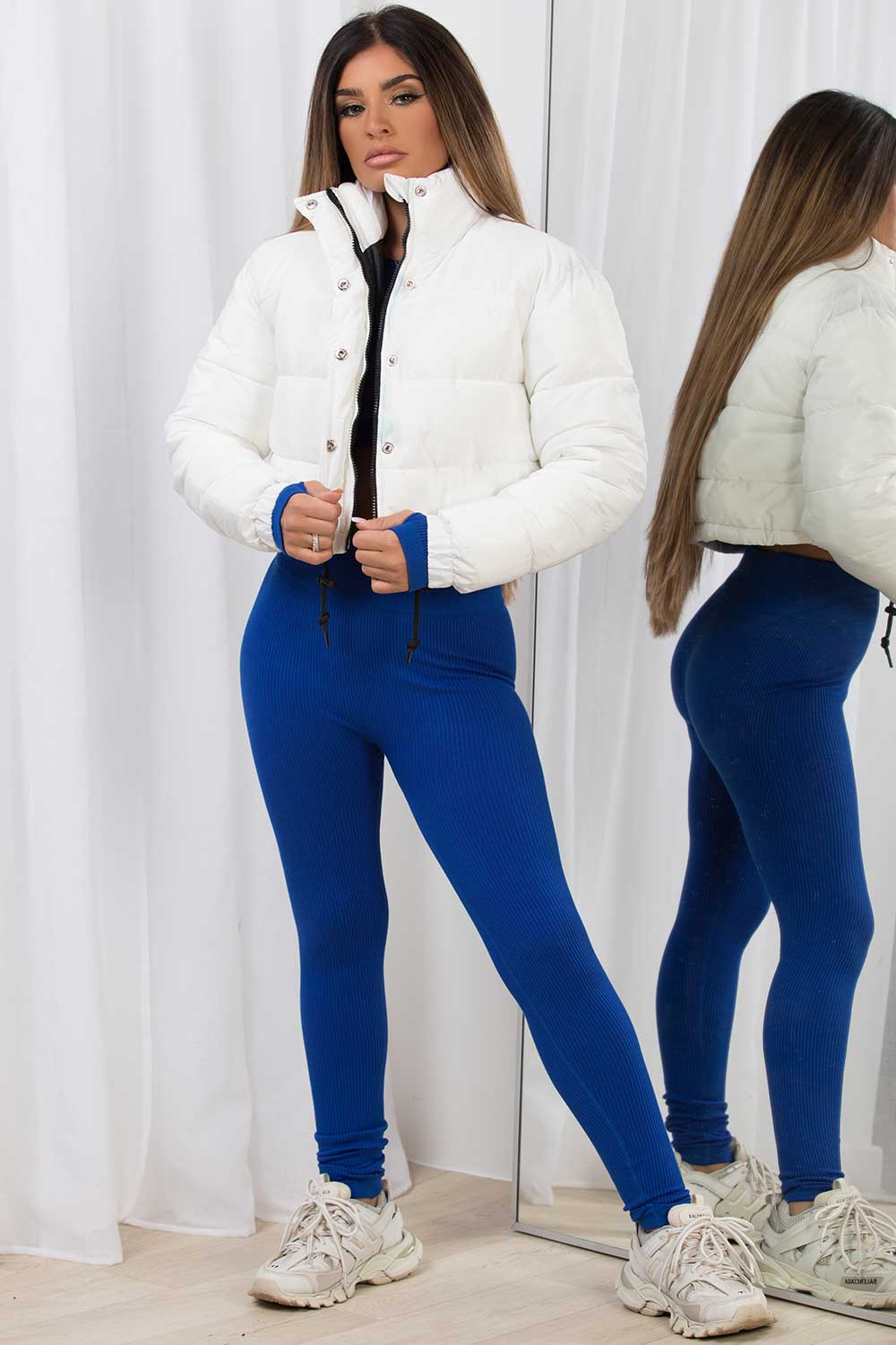 crop puffer padded jacket white