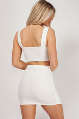 white two piece skirt and top