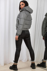 hooded cropped puffer jacket womens uk