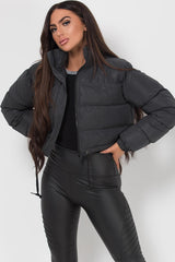 black cropped puffer jacket on sale