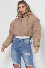 crop puffer oversized jacket with hood