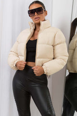 womens cropped jacket off white