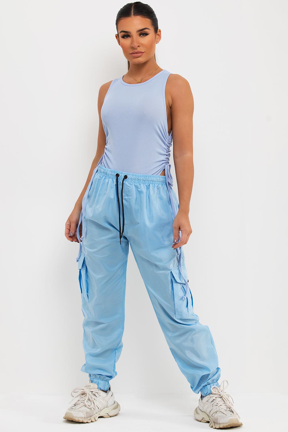 womens cargo pants with side pockets uk