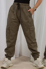 womens cargo trousers with cuff bottom and side pockets pretty little thing