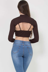 brown keyhole ribbed crop top