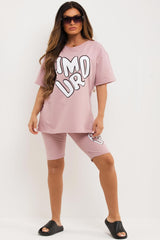 t shirt and cycling shorts co ord with amour print