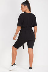 black cycling shorts and top two piece set 