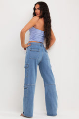 womens wide leg cargo jeans