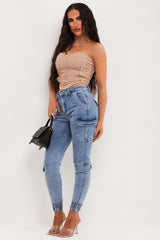 cuff bottom skinny cargo jeans