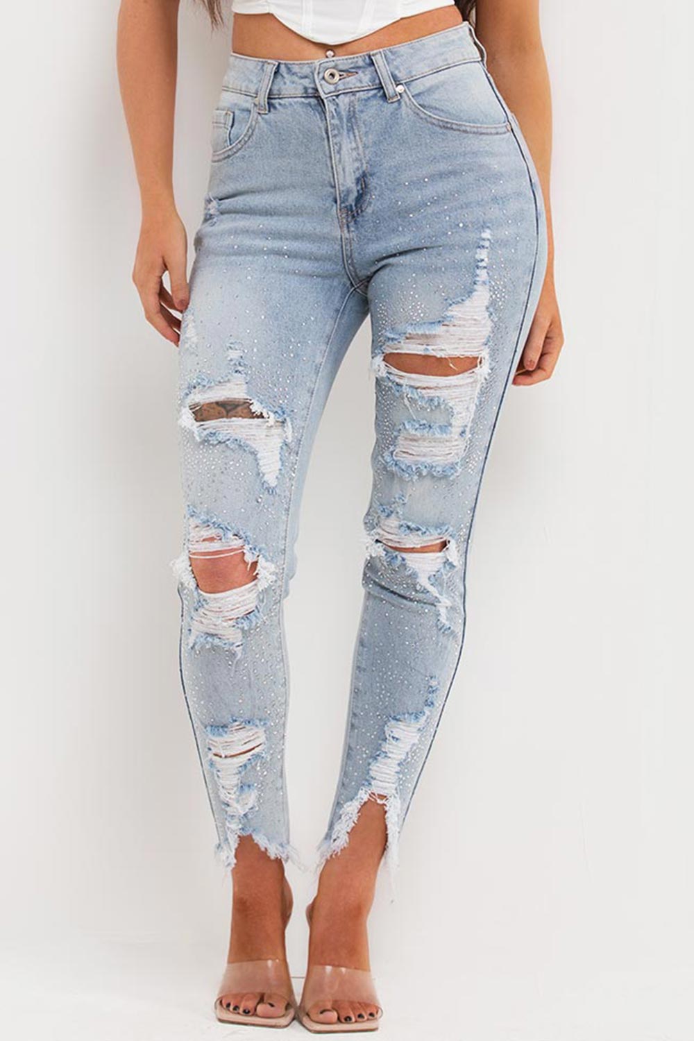 ripped skinny high waisted jeans womens