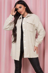 oversized shacket with dogtooth print