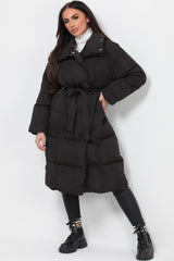 womens long puffer coat black