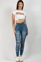 extreme high waisted ripped jeans 