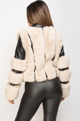 faux fur faux leather biker jacket 