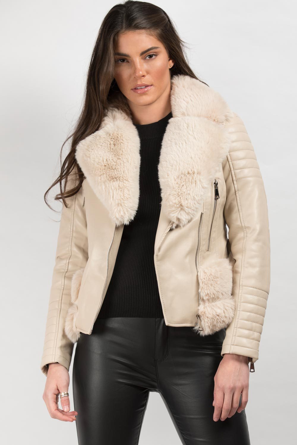faux leather belted jacket 