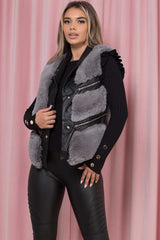 faux fur faux leather gilet waistcoat