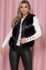 black faux fur faux leather gilet sleeveless jacket