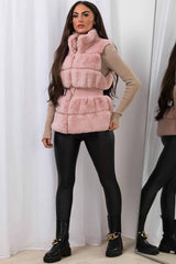 faux fur gilet waistcoat pink