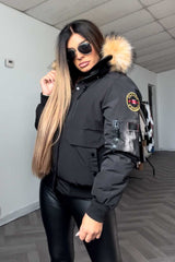 canada goose inspired bomber jacket with fur hood