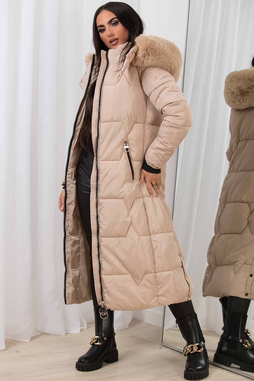thumbnail image 2 of Brave Soul Women's Puffer Jacket – Faux Fur Hooded, Quilted, Water-Resistant Winter Coat 2 of 5