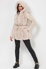 womens fur leather hooded jacket