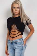 black front ripped crop top 