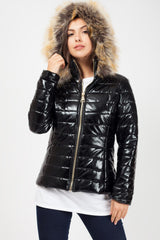 womens black puffer coat uk6 