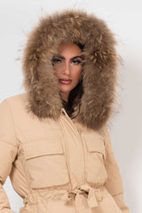 womens puffer coat with real fur hood uk