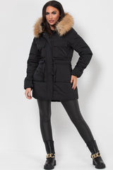 womens real fur hooded coat uk