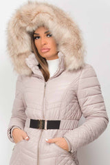 womens puffer coat with fur hood 